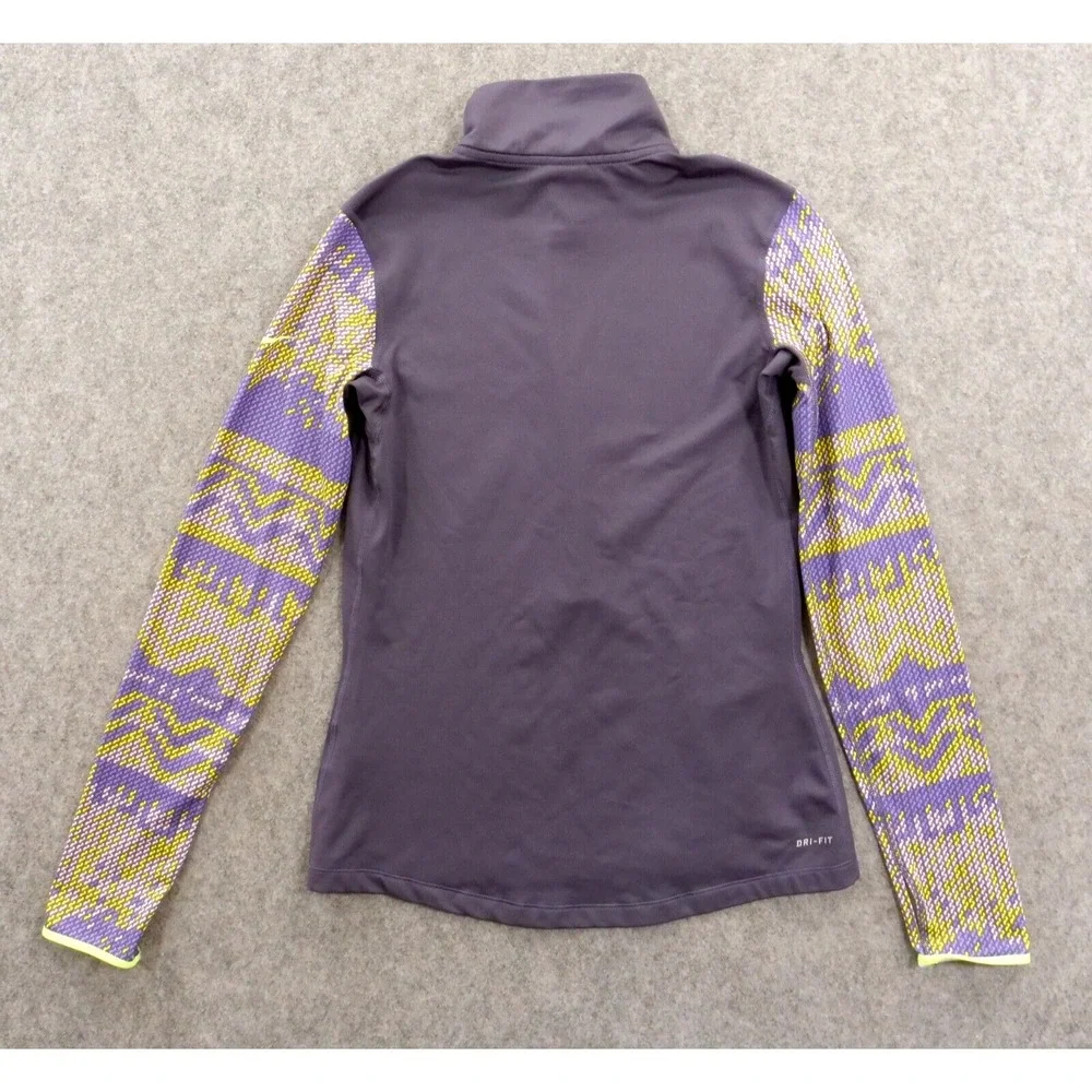 Nike Pro Sweatshirt Womens Medium Purple 1/2 Zip Fleece Mock Neck Active Gym